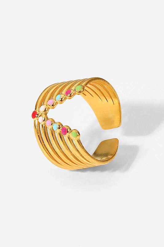 Candy Skies Decorative Enamel V-Shaped Open Ring - GlamZation