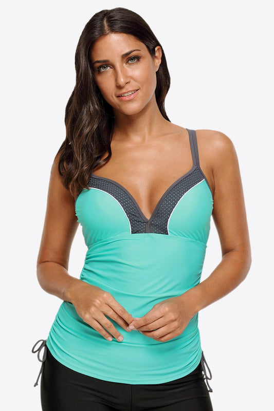 Contrast Sweetheart Neck Swim Cami - GlamZation