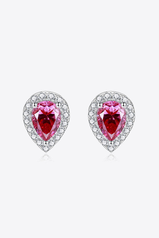 2 Carat Moissanite Teardrop Stud Earrings in Rose - GlamZation