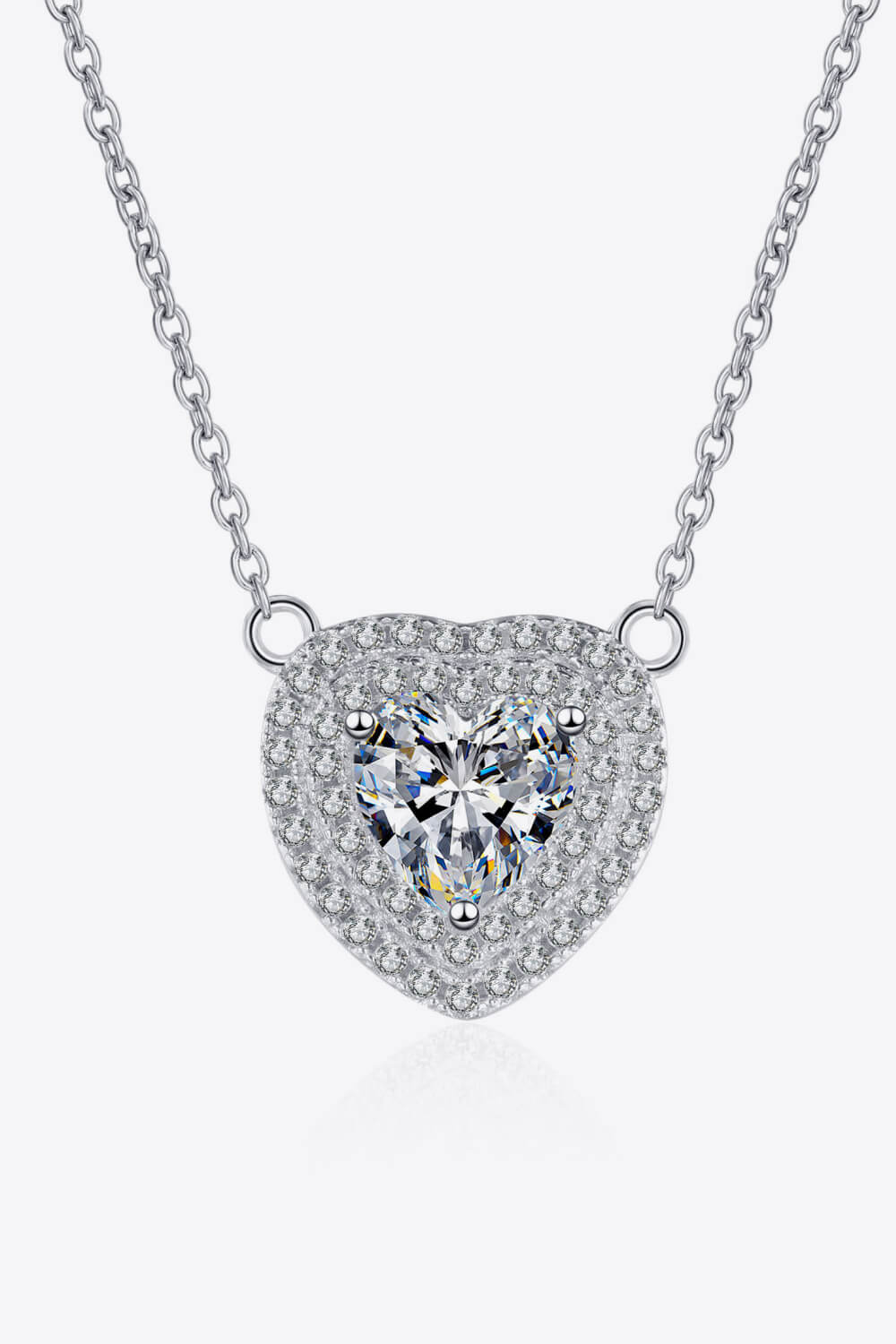 Moissanite Heart Pendant Chain Necklace