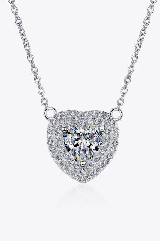 Moissanite Heart Pendant Chain Necklace