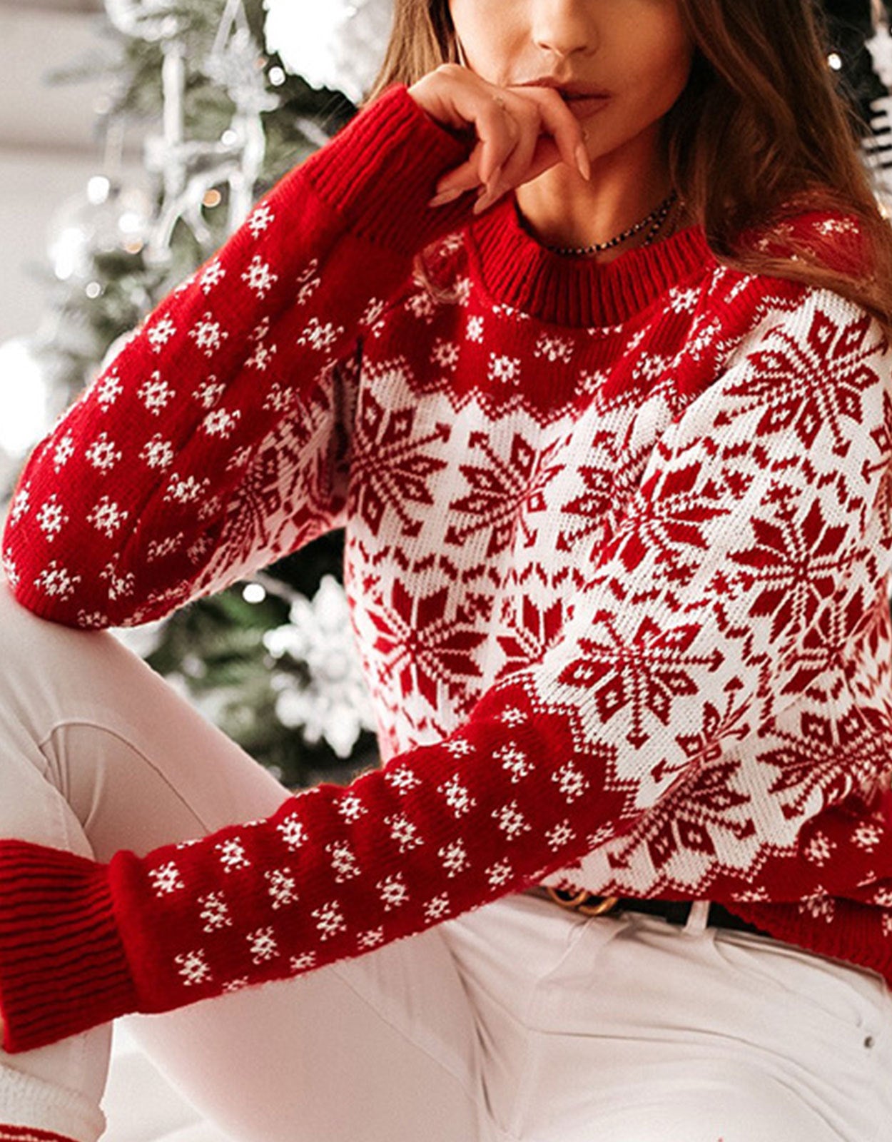 Snowflake Round Neck Sweater