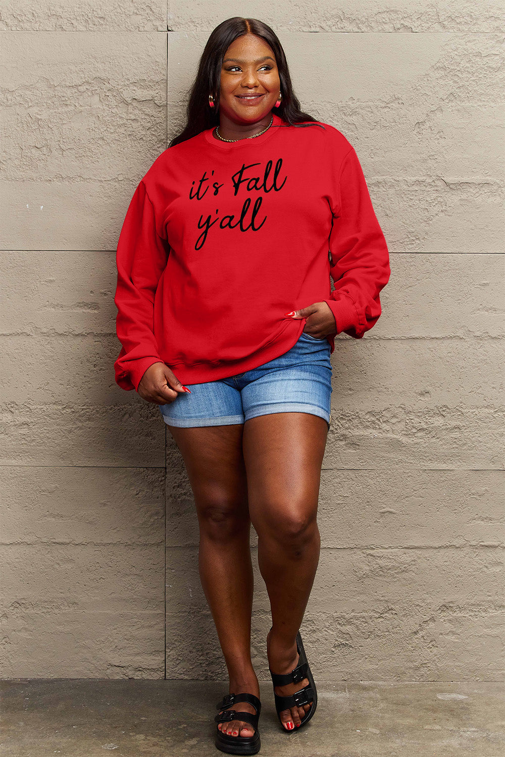 Simply Love Full Size IT'S FALL Y'ALL Graphic Sweatshirt