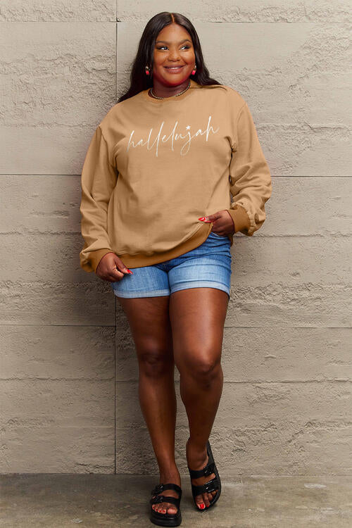 Simply Love Full Size Letter Graphic Long Sleeve Sweatshirt