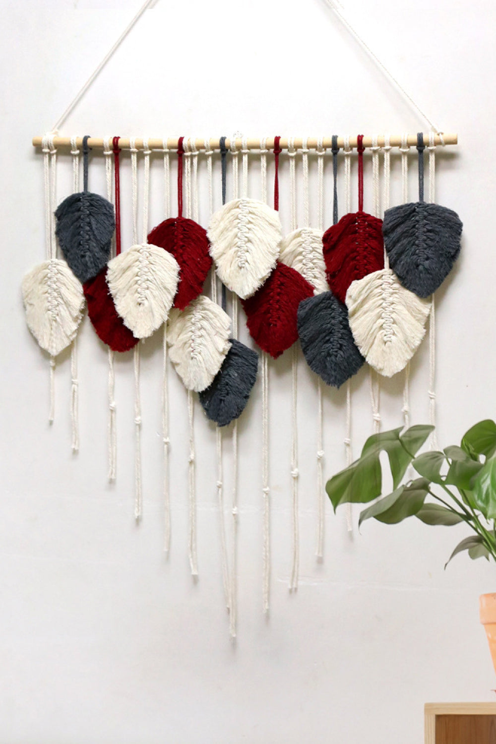 Hand-Woven Feather Macrame Wall Hanging