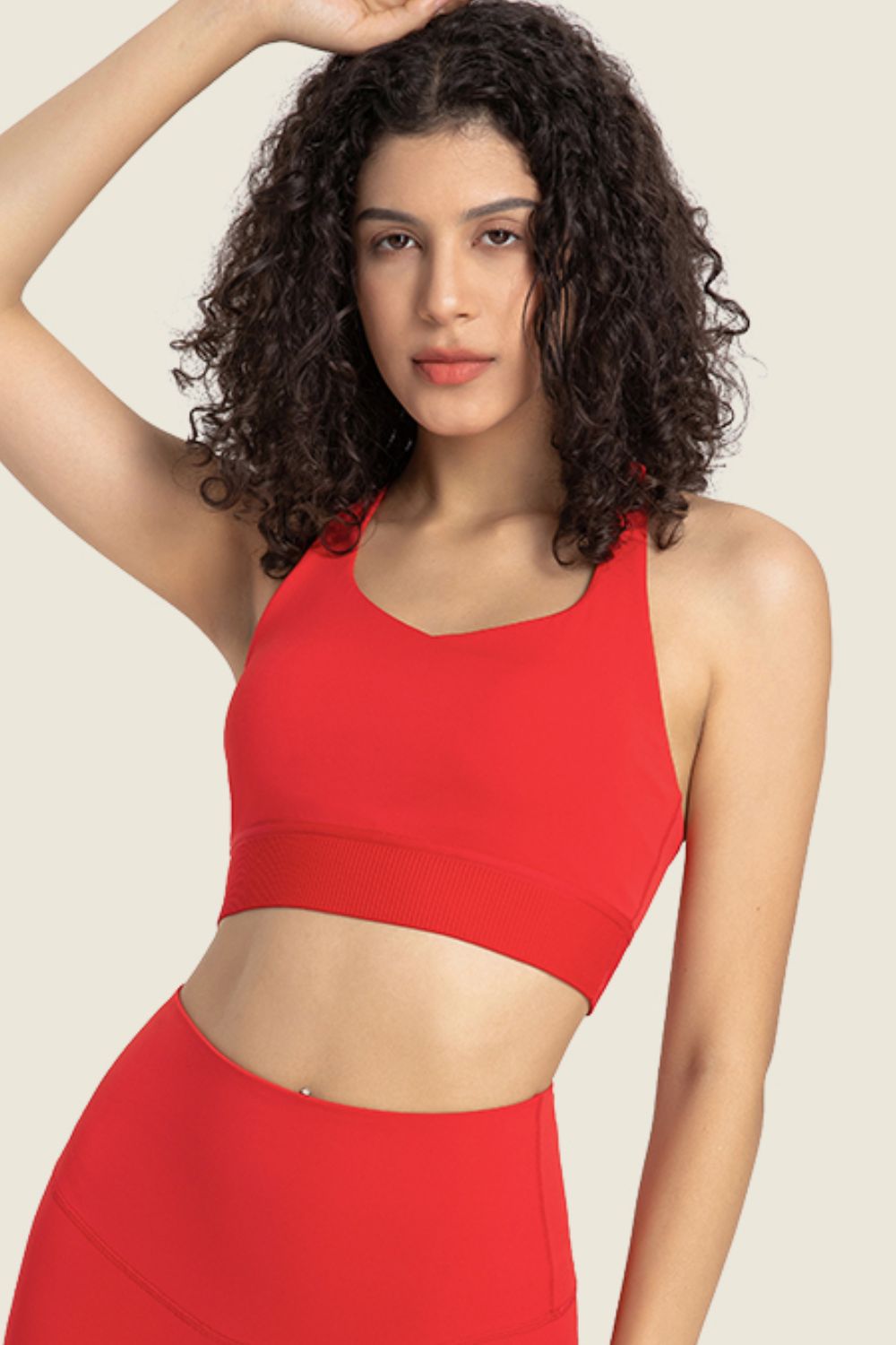 Feel Like Skin Racerback Halter Neck Sports Bra - GlamZation