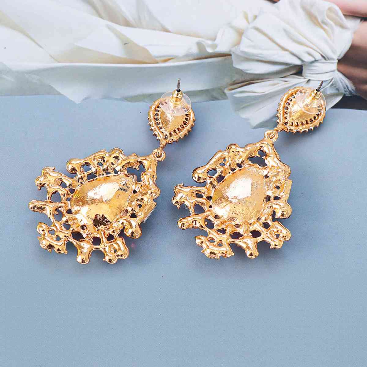 Teardrop Shape Rhinestone Alloy Dangle Earrings