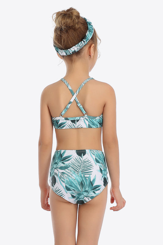 Botanical Print Ruffled Two-Piece Swim Set - GlamZation