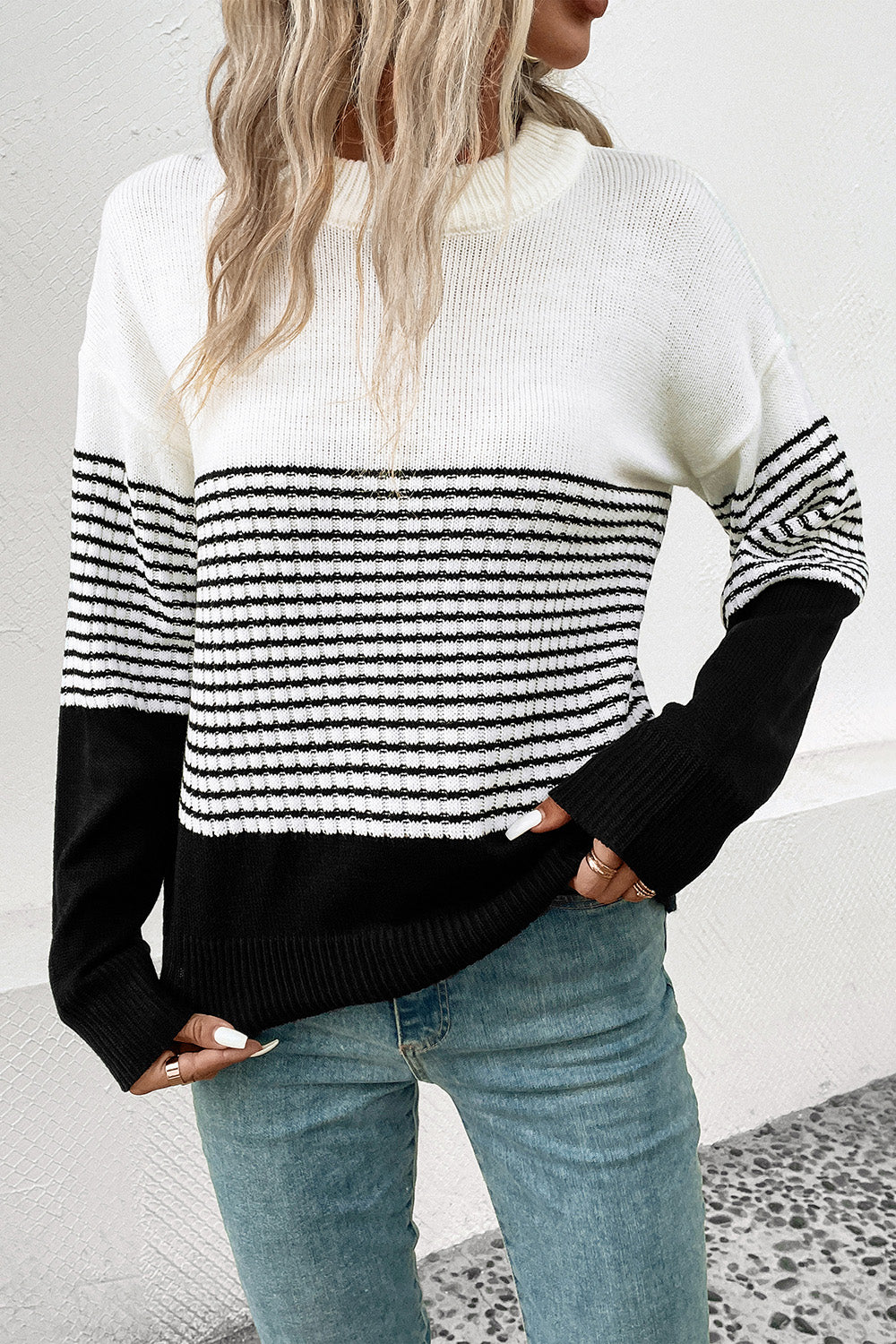 Striped Drop Shoulder Sweater